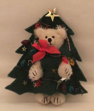 Artist 3” Miniature Bear Decorated Christmas Tree Bear Private Patrdh Bid Only