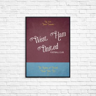 West Ham United Fc Hammers A3 Picture Art Poster Retro Vintage Style Print Whufc