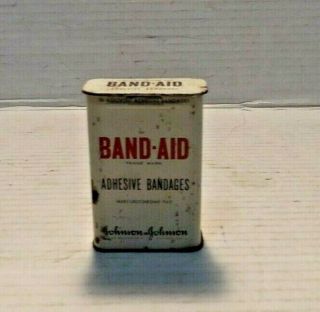 Vtg Band Aid Tin Metal Box Adhesive Bandages Johnson & Johnson 36 Asst.
