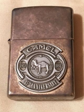 Vintage 1998 Antique Silver Plate Camel 85th Anniversary Zippo Lighter