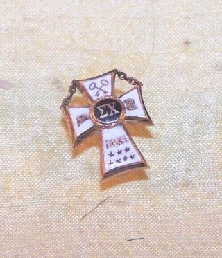 Vintage Sigma Chi Fraternity 10k Gold Member Pin / Badge 1952 Beta Lambda Old
