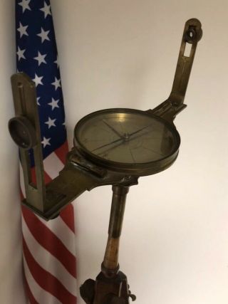 Antique Brass Transit For Surveying With Tripod
