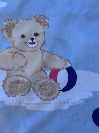 Vintage Twin Flat Sheet SNUGGLE ME Teddy Bear Fabric Softener Snuggles EUC 80’s 3