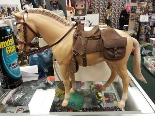 Johnny West Thunderbolt Palomino Horse,  Saddle Vintage 1965 Louis Marx Toy