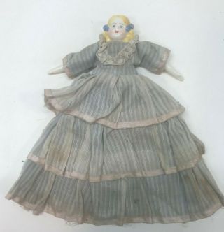 Antique Doll With Porcelain Head,  Hands And Feet And Clothes