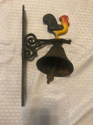 Old Cast Iron Door Bell Wall Hanging Rooster Chicken 13 - 1/2” X 8 - 1/2” X 4 - 3/4”
