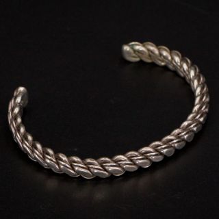 Vtg Sterling Silver - Navajo Twisted Rope Solid 6.  5 " Cuff Bracelet - 27g