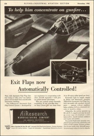 1942 Ww2 Ad Airesearch Exit Flap Control System Lockheed P - 38 Lightning 012518