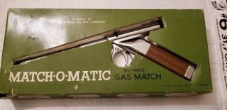 Vintage Match - O - Matic Butane Gas Match Pistol Shaped Lighter