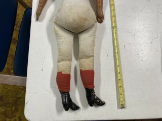made in germany 27” Antique Bisque 1800’s Doll Leather Cloth Body Leather Shoes 2