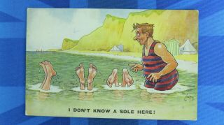 Vintage Reg Carter Comic Postcard 1910s Swimming Feet I Don 