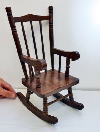 Wonderful Vintage Miniature Wooden Rocking Chair For Dolls / Teddy Bears.  37.  5cm