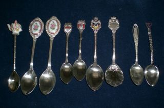 15 souvenir spoons vintage Sterling/Plate Europe Disney Canada Mexico 3