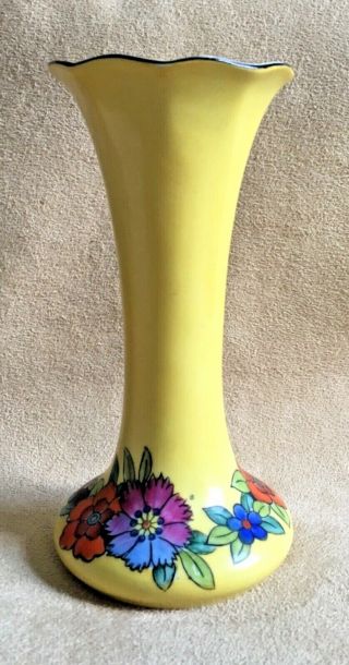 Vintage Signed Noritake Handpainted Bud Vase 6” Bright Yellow Flowers