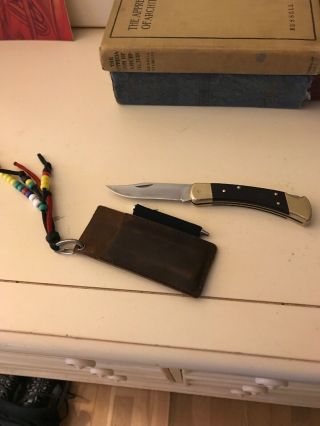1992 Vintage Buck 110 Knife With Double Dash Tang Stamp And Custom Edc Sheath