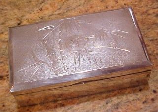 CHINESE EARLY - MID 20TH CENTURY EXPORT BAMBOO THEMED TACK HING.  900 SILVER BOX 2