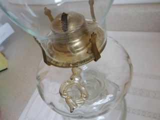 VINTAGE oil kerosene HURRICANE LAMP Clear GLASS antique 17.  25 