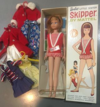Vintage 1963 Skipper (barbie) Doll Near With Clothes