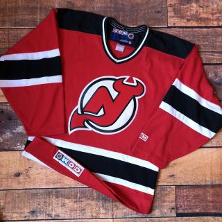 Vintage 90s Jersey Devils Ccm Red Home Away Jersey Size Small Canada Made