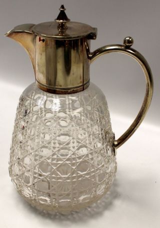 Vintage Glass Jug With Silver Plate/ Epns Handle And Lid (marked D&a) - K20