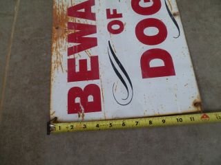 VINTAGE BEWARE OF DOGS TIN SIGN 2