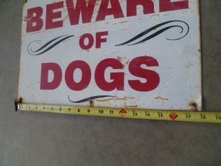 VINTAGE BEWARE OF DOGS TIN SIGN 3