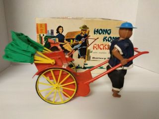 Old Vintage Battery Operated Plastic Rickshaw Toy From Hong Kong Parts