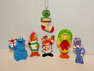 Set Of 6 Sesame Street Muppets Christmas Ornaments Vintage 1980 (x)