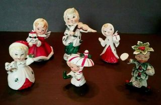 " Ceramic Christmas Decorations " Group Of Six Vintage 1950 - 60 