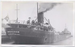 Great Lakes Freighter Michigan Cleveland Cliffs 8.  2 X 5.  2 Antique B/w Photo B780