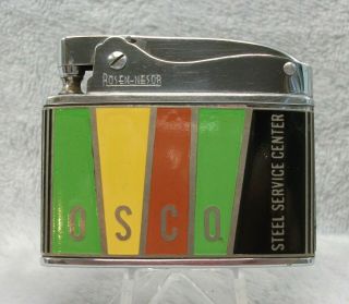 Vintage Osco Steel Service Center Flat Advertising Lighter Cool Color Graphic