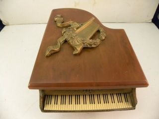 Vintage Grand Piano Music Box With A Candelabra (metal With Bakelite Lid)
