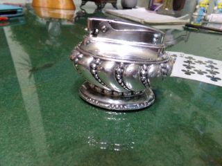 Vintage Ronson Crown Silver - Plated Table Cigarette Lighter Wick Fluid