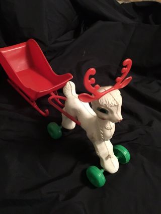Vintage Empire Plastic Santa Sleigh Reindeer Christmas Decoration Toy Yard Decor