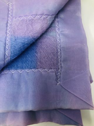 Vtg Beacon Baby Blanket Purple Plaid Pastel Acrylic Nylon Satin Trim WPL 1675 2