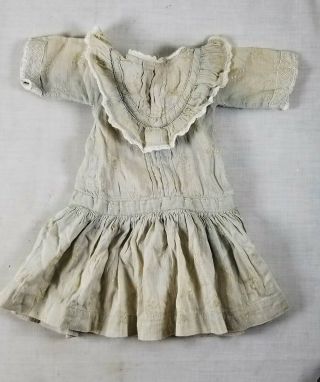 Antique Cotton & Lace Doll Dress For Bisque Or Porcelain French Or German Bebe
