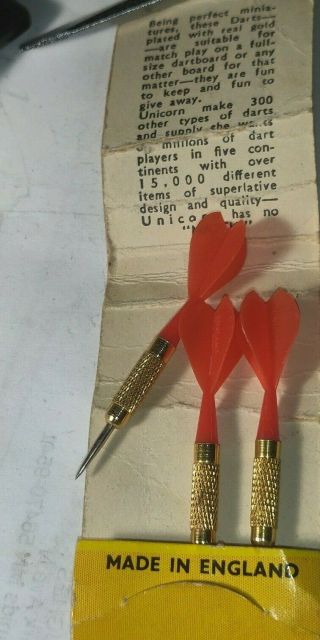 Vintage Unicorn Golden Match Miniature Darts Novelty Gold Plated Darts