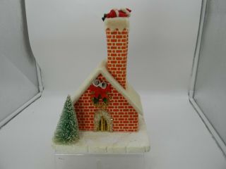Vintage Christmas Santa House Music Box Musical Animated Styrofoam Kitchy Japan
