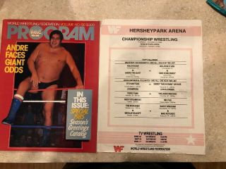 Vintage Wwf Program 1985 Volume No.  130 Andre The Giant W/match Card Hershey Pa