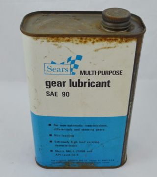 Vintage 1970s Sears Can Tin Multi - Purpose Gear Lubricant 28 Oz Sae 90 Movie Prop