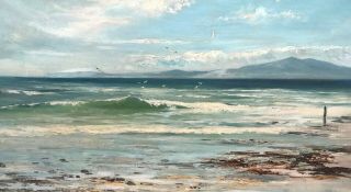 Coastal Scene Antique Oil Painting by Henry Hadfield Cubley (1858–1934) 3