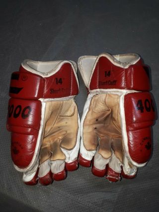 Vintage Mens Vic 4000 Red Leather Hockey Gloves Eurofit 14 