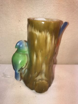 Vtg 1940 - 50 ' s SMALL Japan Pottery Art Parrot Parakeet Bird Rooter Bud Vase 3