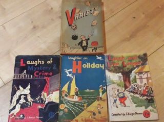 Laughs With.  Cartoon Ww2 Magazines By S.  Evelyn Thomas X 3 & Variety