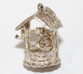 Moving Wishing Well With Bucket Vintage Sterling Silver Bracelet Charm 4.  2g