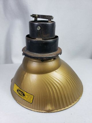 Vintage Curtis Golden Armor X Ray Glass Lamp Shade Industrial Light W/ Fixture