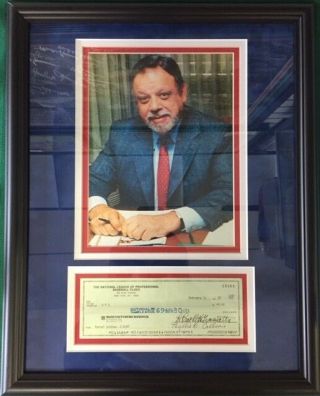 Bart Giamatti Autographed Signed Cancelled Check Matted And Framed