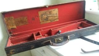 Antique Leather Gun Case - Maker - E.  M Reilly - London - Hammerless Gun - Ceylon