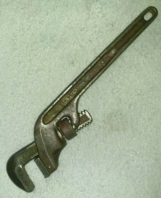 Vintage Rigid Offset Pipe Wrench E14 14 " The Ridge Tool Co.  Elyria,  Ohio Usa.
