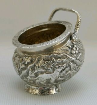 Vtg 1901 Edward & Sons Glasgow Solid Silver Indian Animal Jungle Salt Cellar Pot